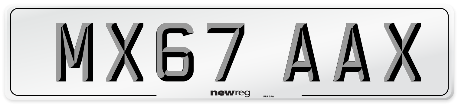 MX67 AAX Number Plate from New Reg